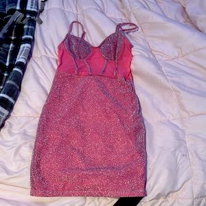 Sparkly , pink bodycon dress from Shein.